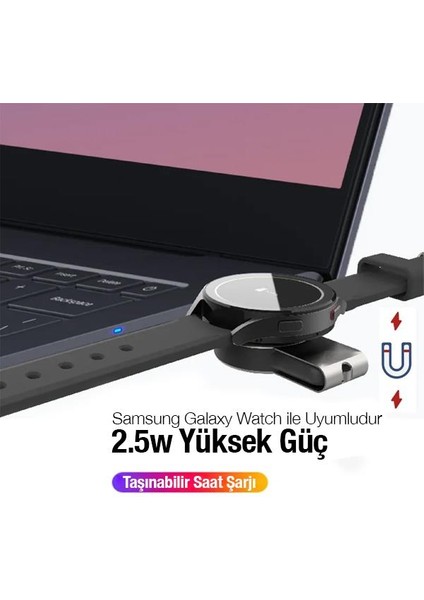 Polham USB ve Type C Girişli 2.5W Samsung Galaxy Watch Serisi Akıllı Saat Aleti, Akım Korumalı Şarj