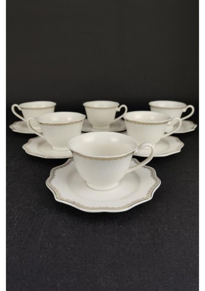 Porselen Desenli 6 Kişilik Gold Yaldızlı Kahve Fincan Takımı - -100 62623 modelleri