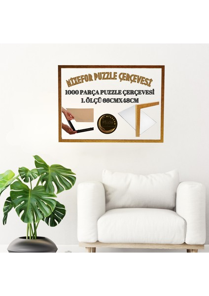 Puzzle Çerçevesi 1000 Parça Ölçü 66CM x 48CM Ön Yüzey Kırılmaz Antireflektif Arka Yüzey Ahşap Mdf