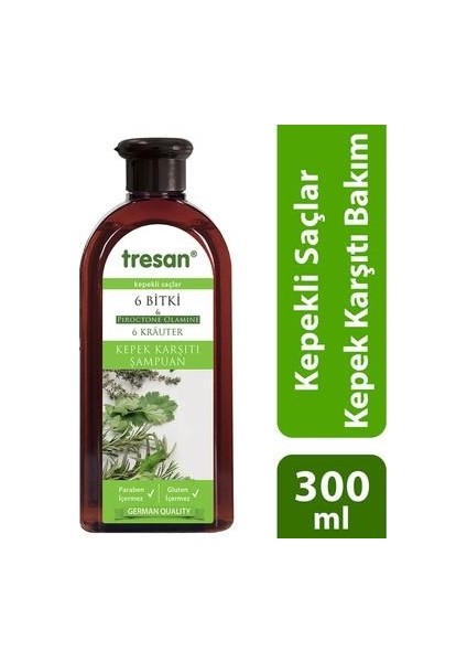 E2'Quality Tresan Kepek Karşıtı Bakım 6 Bitki Özlü 300 ml Şampuan