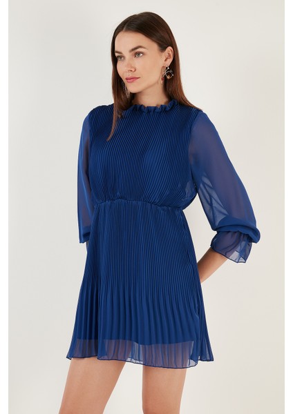 Kol Detaylı Pileli Şifon Mini Elbise Bayan Elbise 611SHN03 fırsatları