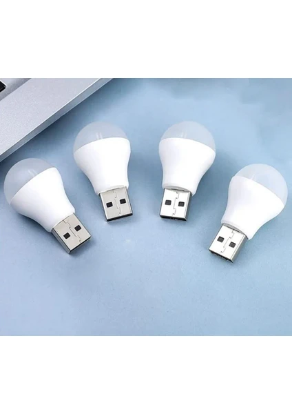 4 Adet Ampul Tasarımlı Taşınabilir Mini USB LED Işık Lamba Gece Lambası Tüm USB Girişleriyle Uyumlu