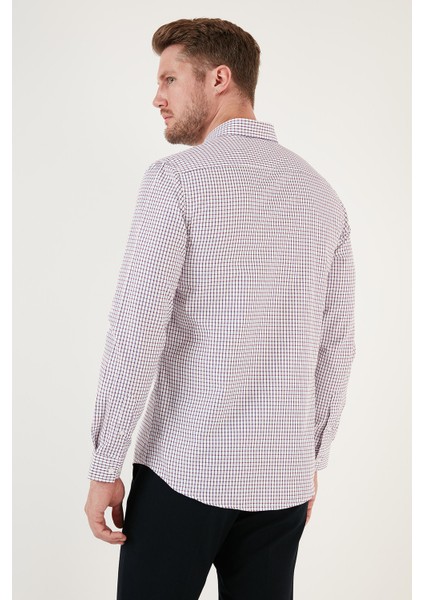 Desenli Pamuk Karışımlı Düğmeli Yaka Uzun Kollu Slim Fit Gömlek Erkek Gömlek CF23S7496 indirimleri