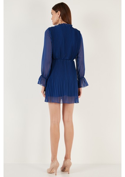 Kol Detaylı Pileli Şifon Mini Elbise Bayan Elbise 611SHN03 indirimleri