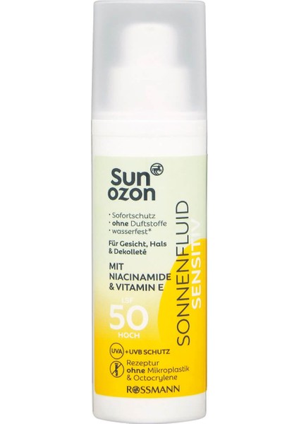 Güneş Koruyucu Yüz Kremi Niacinamide 50 Spf Hassas Cilt 50 ml