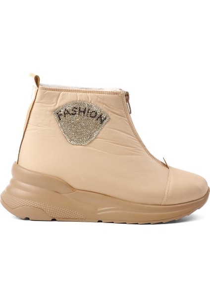 844 Bej Içi Kürklü Su Itici Kadın Kar Botu