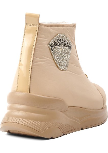 844 Bej Içi Kürklü Su Itici Kadın Kar Botu fırsatları