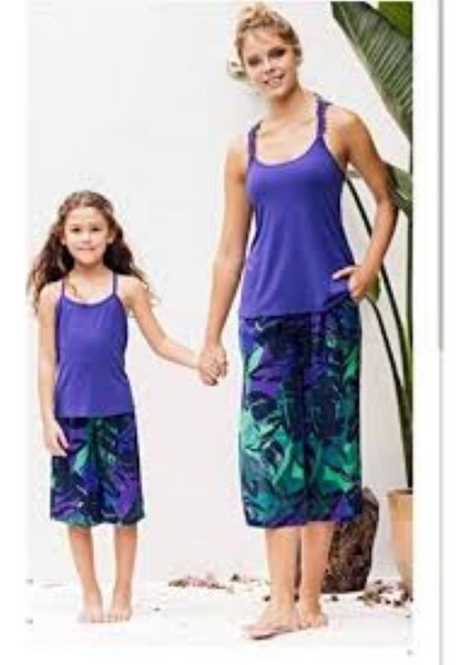 CATHERINE'S-1261-KIZ Çocuk Ince Askılı Pijama Takımı-Mor