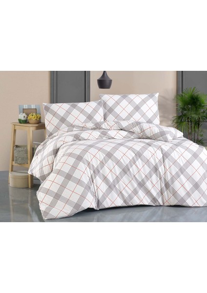 Menderes Home Cotton Collection Ranforce Çift Kişilik Nevresim Takımı Grey Red