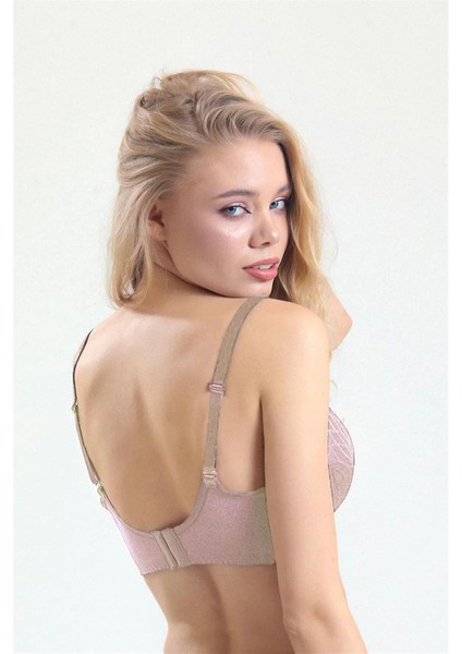 5685 Kadın Dantelli Süngerli Büyük Beden Toparlayıcı Sütyen-Pudra fiyatları