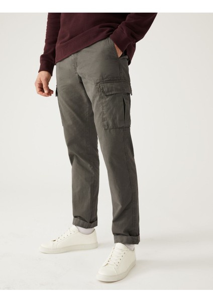 Marks & Spencer Saf Pamuklu Tapered Fit Kargo Pantolon