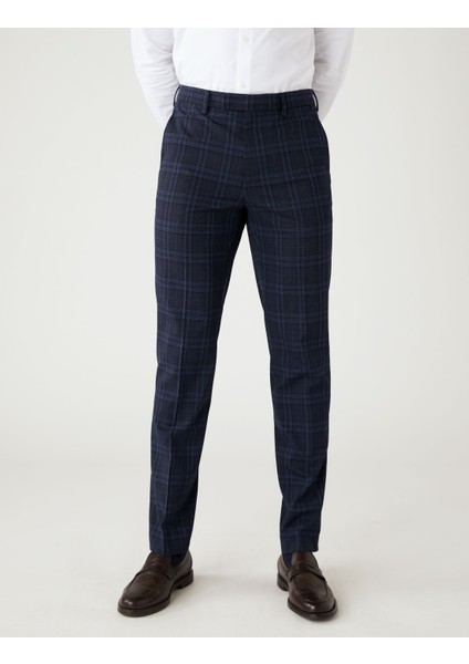 Tailored Fit Ekose Desenli Pantolon