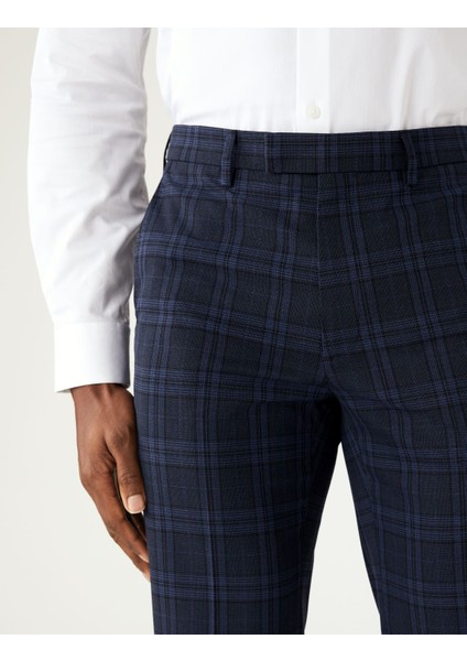 Tailored Fit Ekose Desenli Pantolon