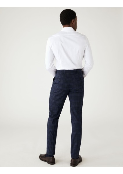 Tailored Fit Ekose Desenli Pantolon