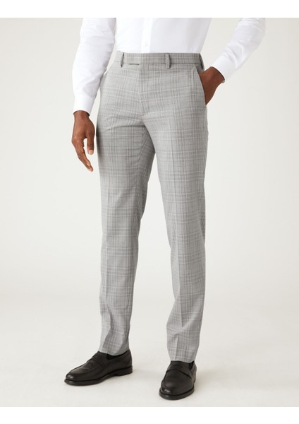 Tailored Fit Ekose Desenli Pantolon fiyatları