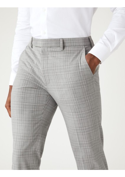 Tailored Fit Ekose Desenli Pantolon modelleri