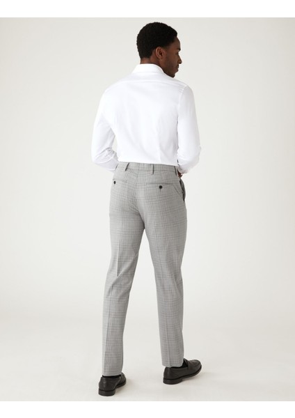 Tailored Fit Ekose Desenli Pantolon fırsatları