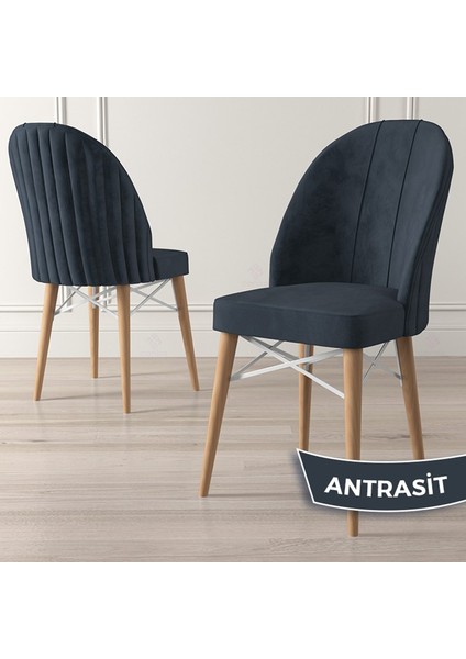 Jena Serisi 4 Adet Mutfak Sandalyesi Babyface Kumaş Doğal Ahşap Ayak Beyaz Kafes fiyatları