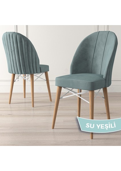 Jena Serisi 4 Adet Mutfak Sandalyesi Babyface Kumaş Doğal Ahşap Ayak Beyaz Kafes fiyatları