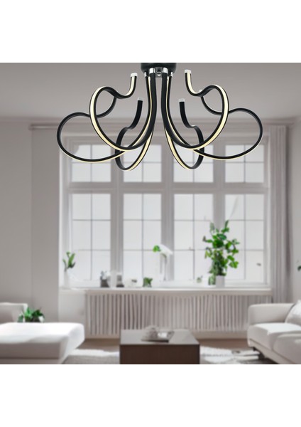 Budin 6'lı Siyah 72 Watt Sarkıt Ledli Modern Mutfak Banyo LED Salon Plafonyer Avize