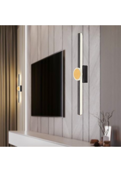 Disk Siyah Gold 26 Watt Modern Tasarım Banyo Koridor Ledli Salon Aplik