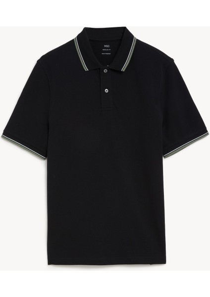 Saf Pamuklu Polo Yaka T-Shirt