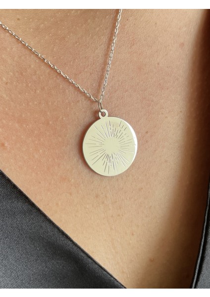 Gümüş Güneş Kolye - 925 Ayar Gümüş Güneş Kolye - Güneş Kolye - Kadın Kolye - Gümüş Kolye - Kadın Gümüş Kolye - Kadın Güneş Kolye