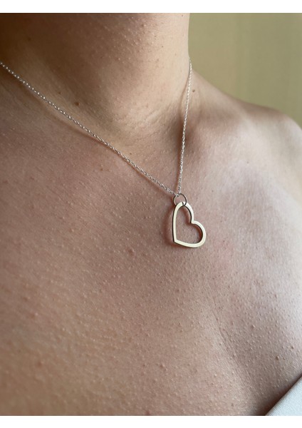 Gümüş Yatay Kalpli Kolye - Gümüş Kalpli Kolye - Kalpli Kolye -925 Ayar Gümüş Kalpli Kolye - Kalp Kolye - Gümüş Kalp Kolye -Kadın Kolye - Gümüş Kolye fiyatları