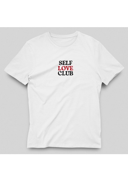 Kadın Beyaz Self Love Club Yazılı T-Shırt