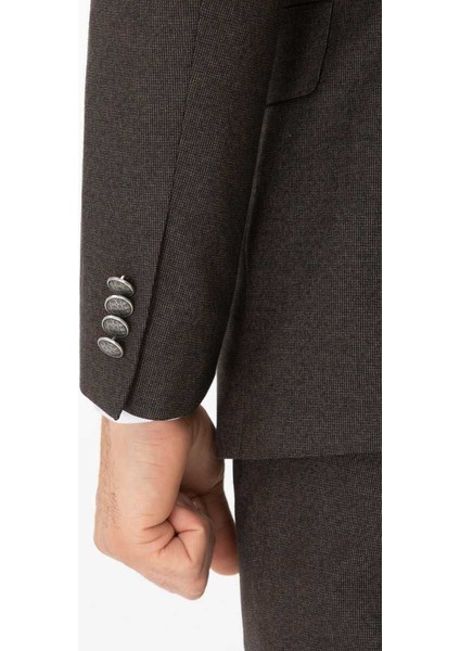 Slımfıt Bırdeye Yeleklı Kombın Takım Elbıse Kahverengi fiyatları