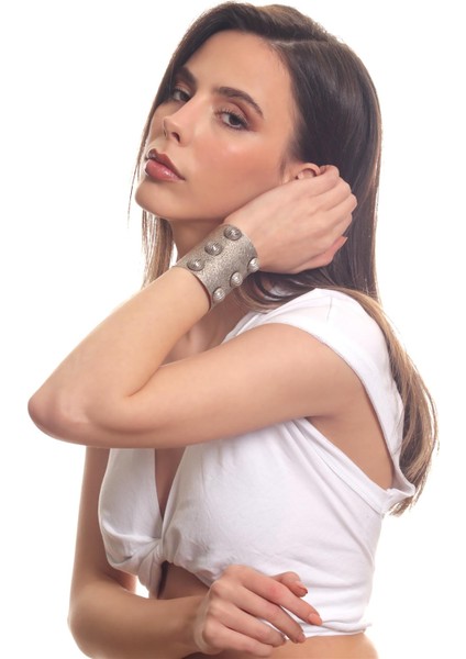 Kadın Antik Gümüş Kaplama Geniş Band Ayarlanabilir Düğmeli Model Bohem Bileklik modelleri