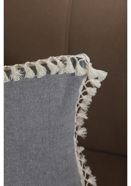 Gri Antrasit Ponponlu Kırlent 43 x 43 cm fırsatları