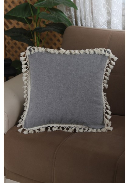 Gri Antrasit Ponponlu Kırlent 43 x 43 cm indirimleri