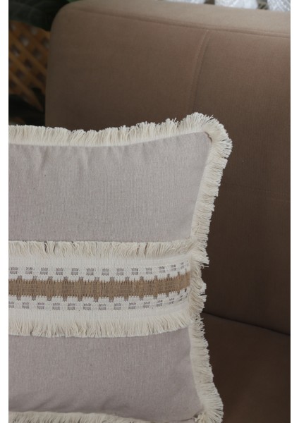 Bej Kalın Dantel Kırlent Kırlent Kılıfı 43 x 43 cm fiyatları