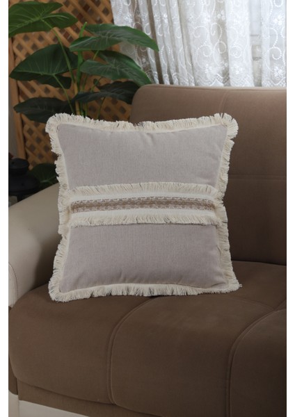 Bej Kalın Dantel Kırlent Kırlent Kılıfı 43 x 43 cm fırsatları
