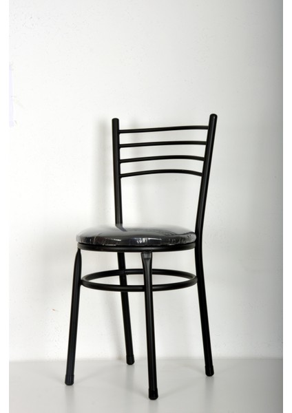 6 Adet Siyah Profil Siyah Kumaş Mutfak Sandalyesi Balkon Bahçe Sandalyesi