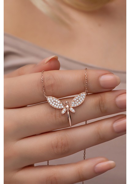 925 Ayar Gümüş Zirkon Taşlı Kanatlı Peri Kolye fırsatları