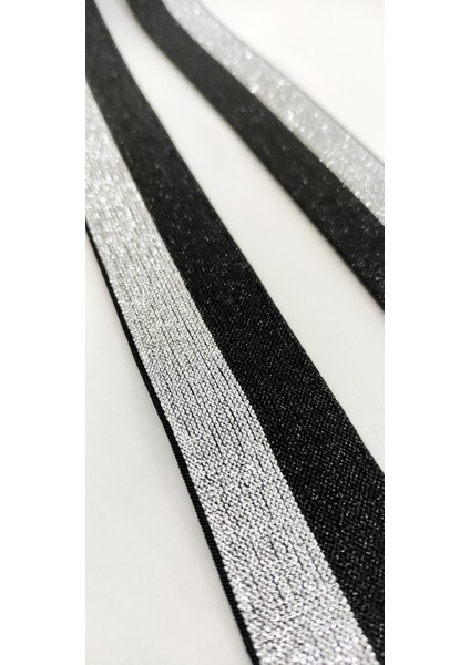 Tekstil Ürünleri Çift Taraflı Siyah Gümüş Simli Lastik Şerit fiyatları