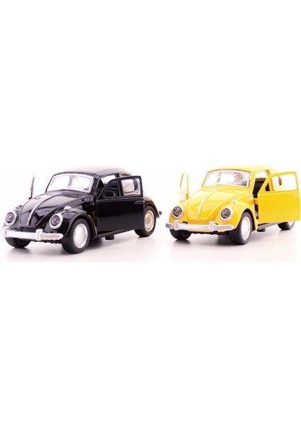 2 Adet Çek-Bırak Metal Vosvos Araba Dıe Cast Büyük Boy 12CM Sarı-Siyah