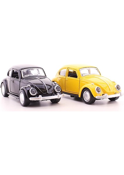 2 Adet Çek-Bırak Metal Vosvos Araba Dıe Cast Büyük Boy 12CM Sarı-Siyah
