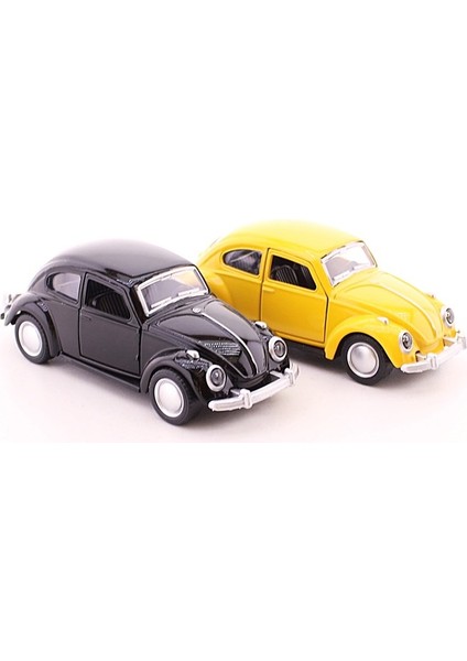 2 Adet Çek-Bırak Metal Vosvos Araba Dıe Cast Büyük Boy 12CM Sarı-Siyah