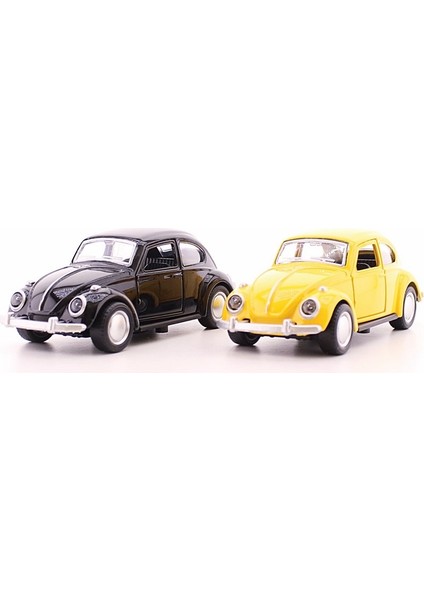 2 Adet Çek-Bırak Metal Vosvos Araba Dıe Cast Büyük Boy 12CM Sarı-Siyah