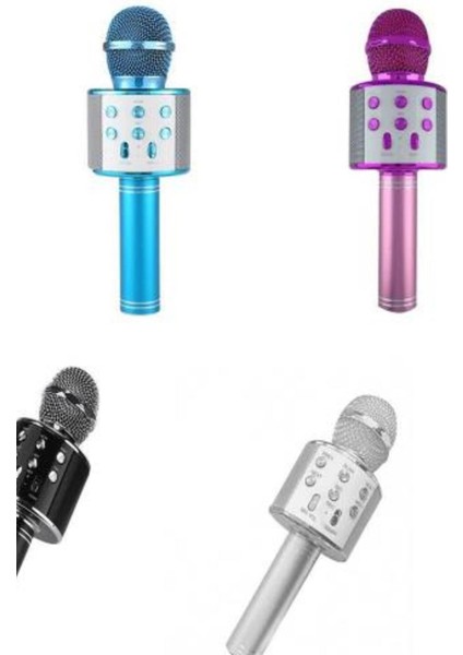 Mavi Şarj Edilebilir Telefon ve USB Bağlantılı Şarkı Karaoke Mikr fırsatları