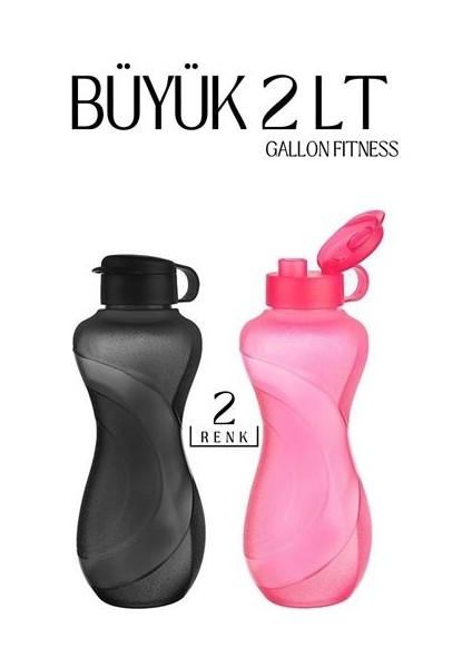 24+4adet 2 Lt Büyük Sporcu Matarası 2 Renk Gallon Fitness 718456