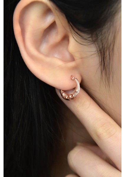 925 Ayar Gümüş Rose Kaplama Sonsuzluk Desenli Halka Kadın Küpe fiyatları