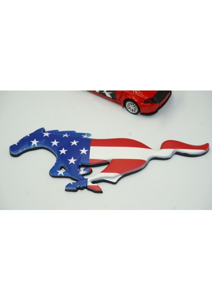 Ford Mustang Shelby Gt Koşan At Bagaj Kapağı Amerikan Bayrak 3m Metal Logo modelleri