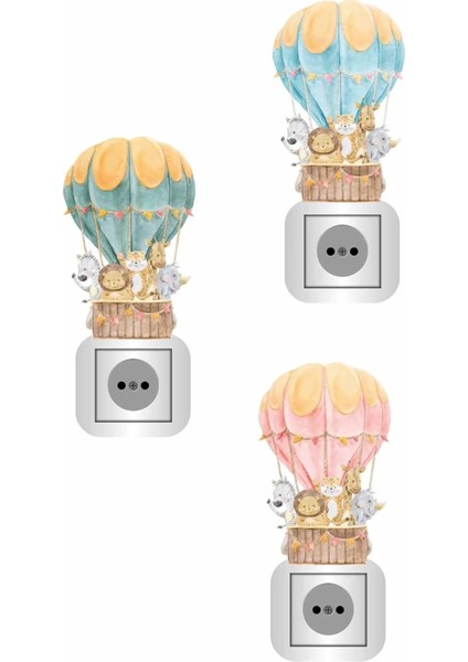 Eğlenceli Balonlu Hayvanlar 3'lü Priz Sticker