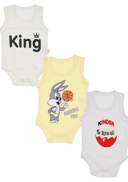 3'lü Bebek Body Set - Bebek Badi Çıtçıtlı Zıbın Üçlü