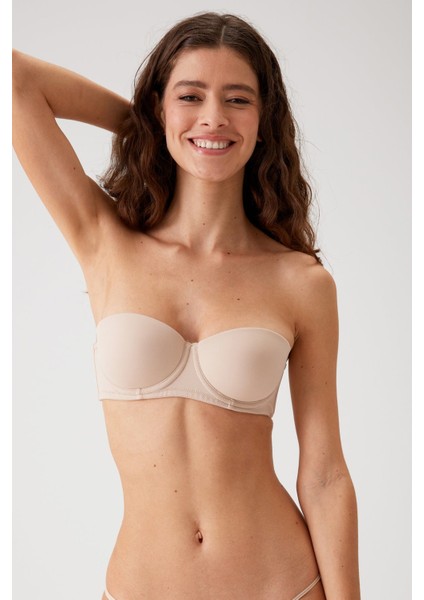 2'li Paket Siyah-Ten 6803 Verona Soft Push Up Yarı Destekli Straplez Sütyen Set fiyatları