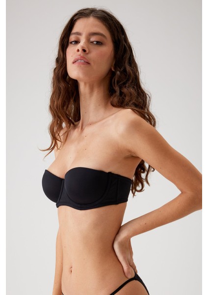 2'li Paket Siyah-Ten 6803 Verona Soft Push Up Yarı Destekli Straplez Sütyen Set modelleri